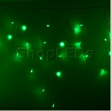 Гирлянда Айсикл (бахрома) светодиодный, 4,8 х 0,6 м, прозрачный провод, 220В, диоды зеленые, NEON-NIGHT